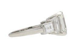 Emerald-Cut Diamond Flanked Solitaire Ring, circa 1950