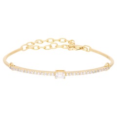 Bracciale Bar dell'Amicizia con diamanti taglio smeraldo in oro giallo 18 carati Gioielli di pregio