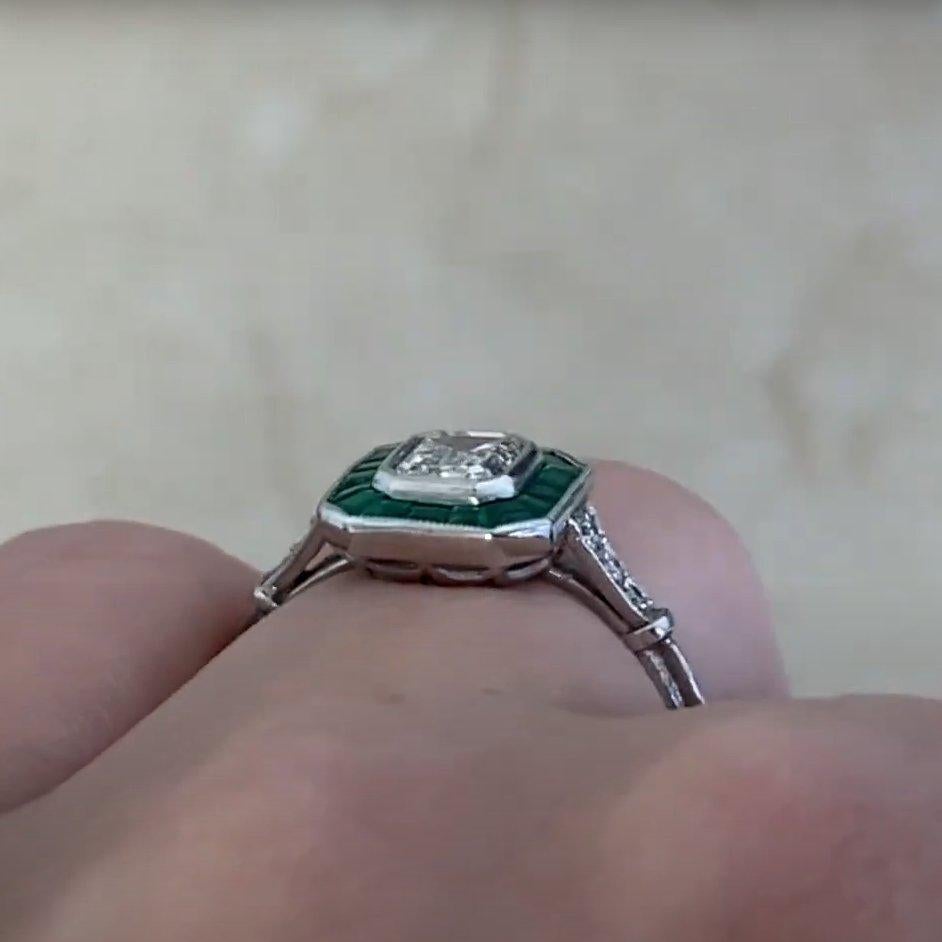 Anello con diamante taglio smeraldo (GIA circa 0,8 carati), colore H. H., platino In condizioni ottime in vendita a New York, NY