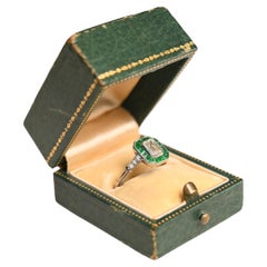 Emerald Cut Diamond (GIA Approx. 0.8-Carats) Halo Ring, H Color, Platinum