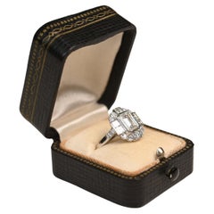 Emerald Cut Diamond Halo Engagement Ring (GIA Approx. 0.90-Carats), Platinum