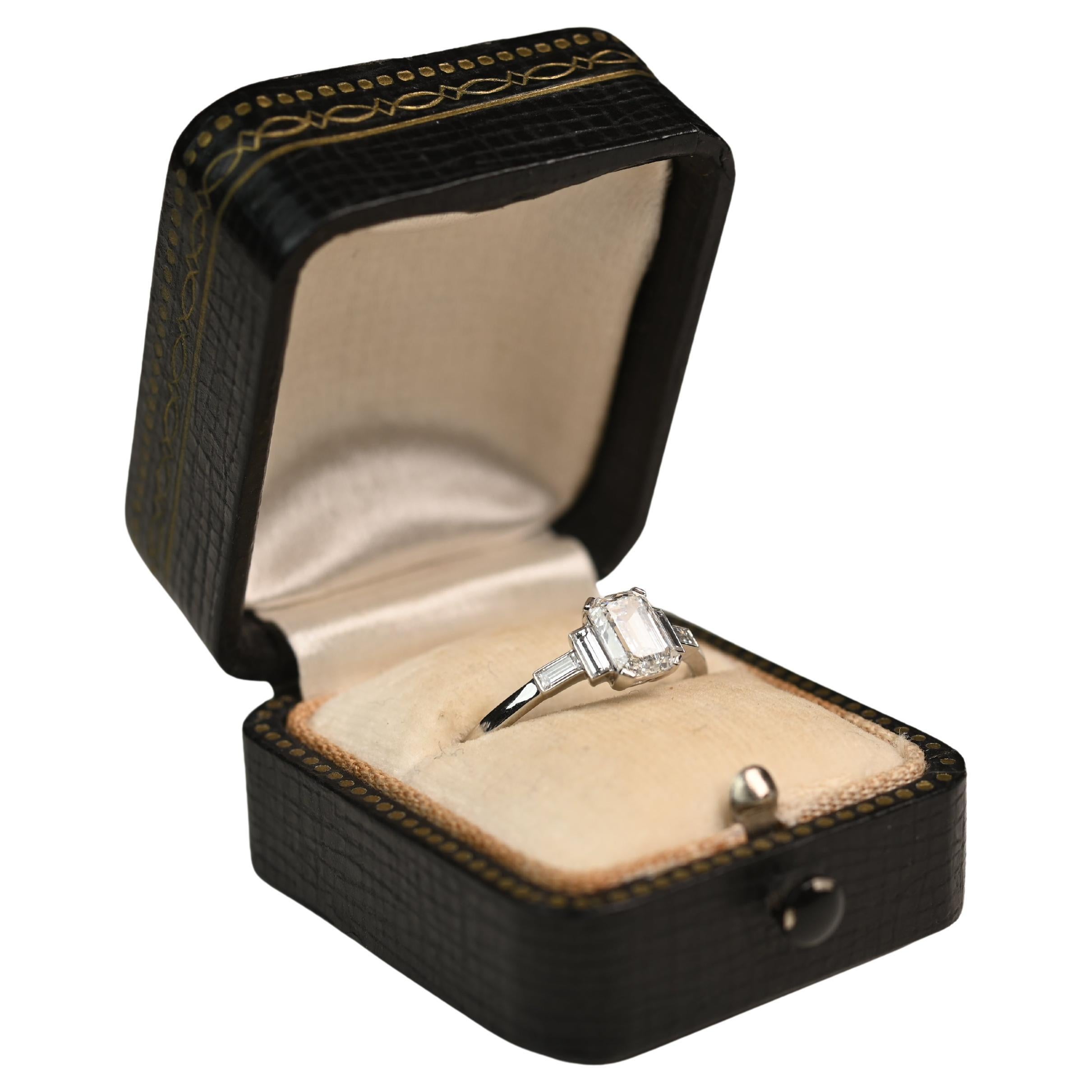 1 Carat Diamond Ring. GIA Emerald Cut Diamond Engagement Ring Platinum G VS2