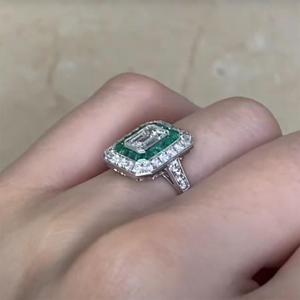 Emerald Cut Diamond Double-Halo Ring (GIA Approx. 1.00-Carat), Platinum In Excellent Condition For Sale In New York, NY