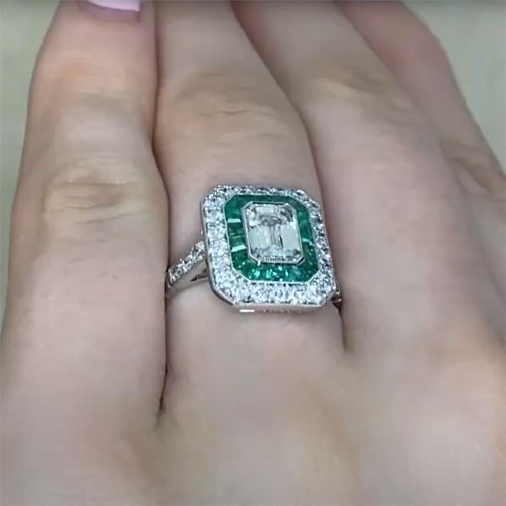 Women's Emerald Cut Diamond Double-Halo Ring (GIA Approx. 1.00-Carat), Platinum For Sale
