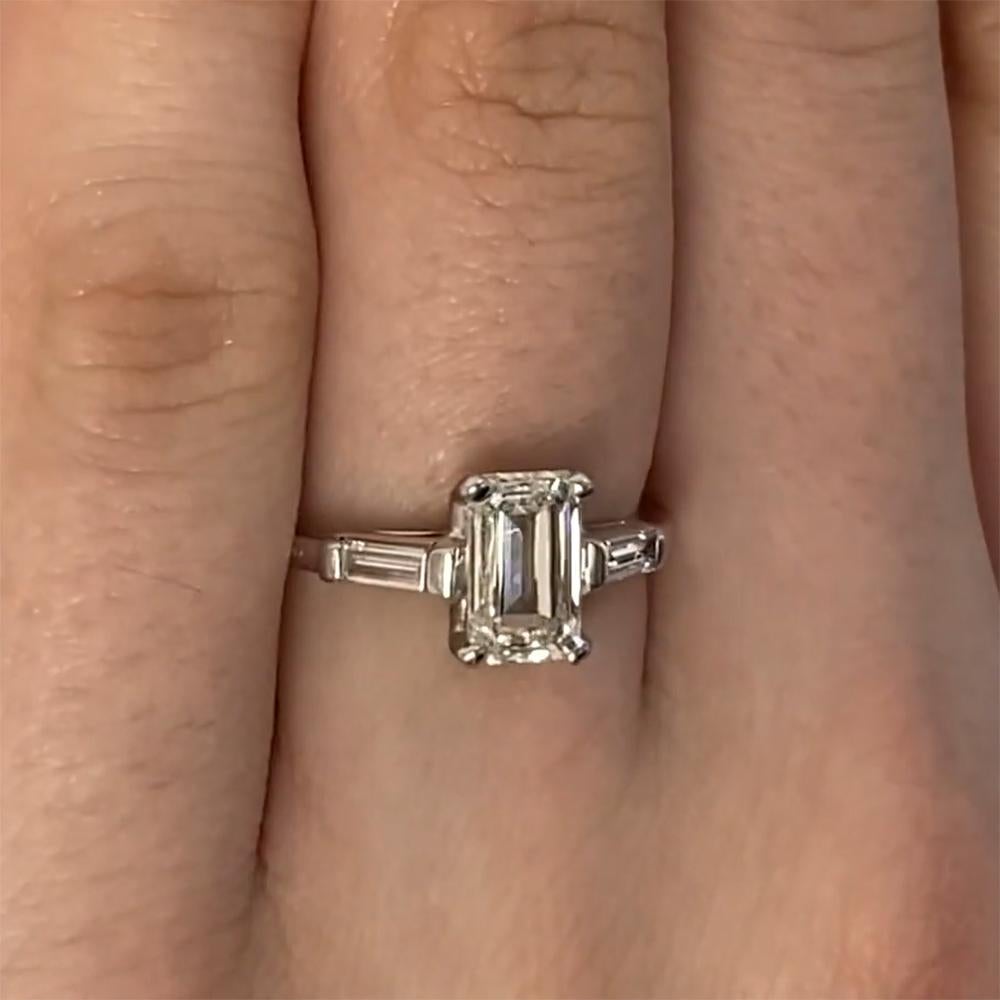 Art Deco Emerald Cut Diamond Prong-Set Engagement Ring (GIA Approx 1.20-Carats), Platinum For Sale
