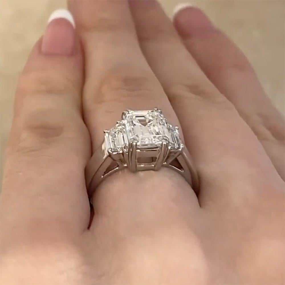 Art Deco Emerald Cut Diamond Three-Stone Ring (GIA Approx. 2.00-Carats), Platinum For Sale