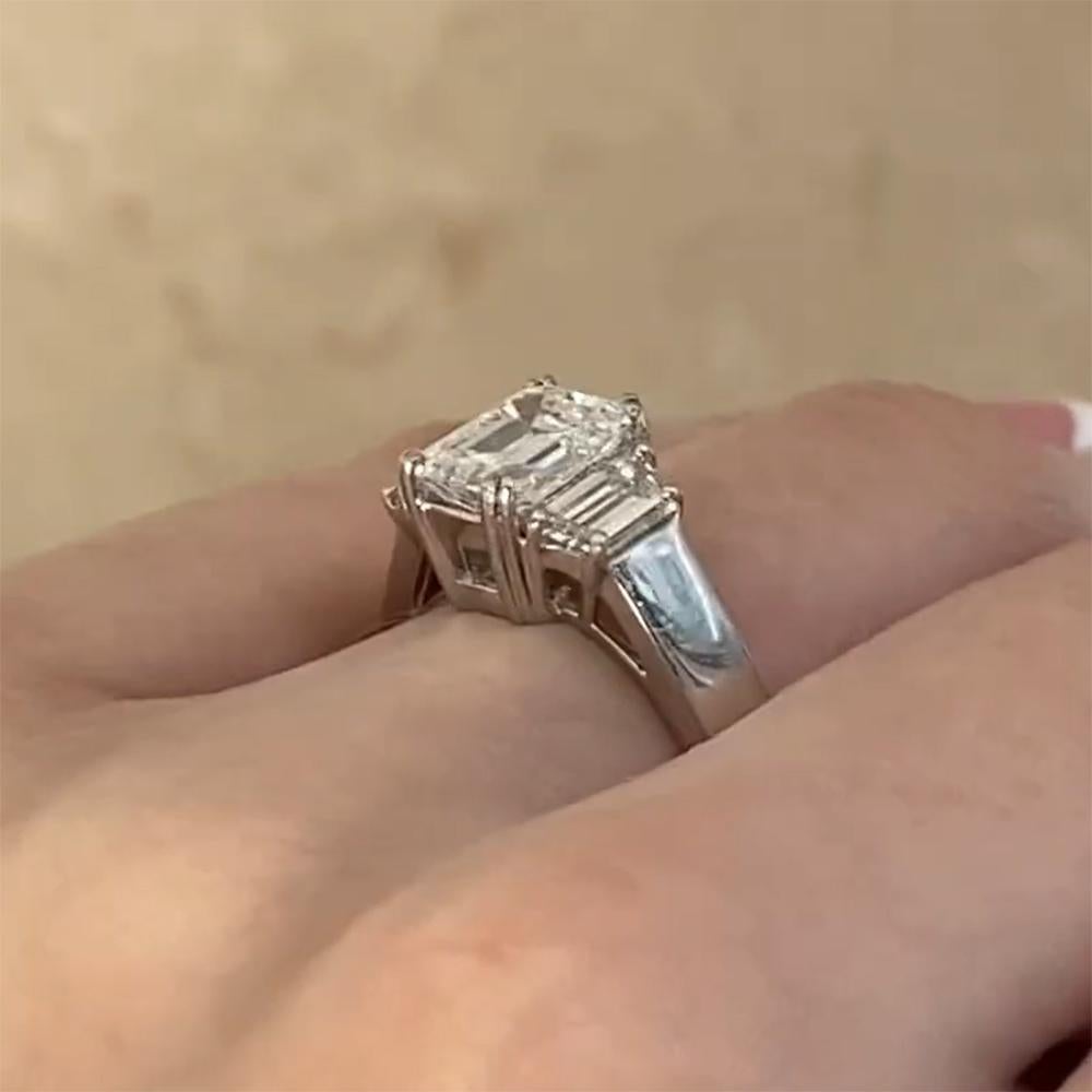 Emerald Cut Diamond Three-Stone Ring (GIA Approx. 2.00-Carats), Platinum In Excellent Condition For Sale In New York, NY