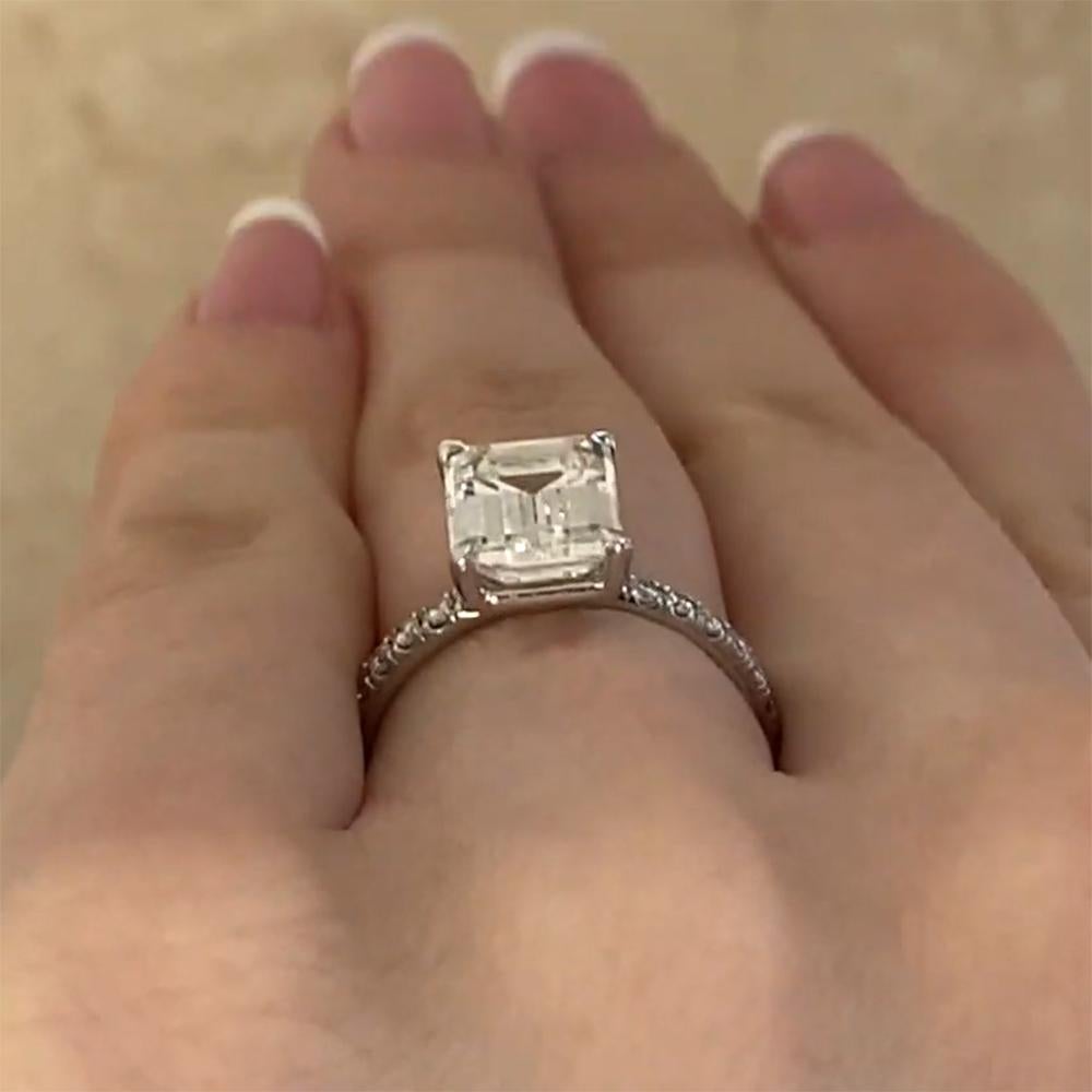 Emerald Cut Diamond Prong-Set Engagement Ring (GIA Approx 2.70-Carats), Platinum In Excellent Condition For Sale In New York, NY