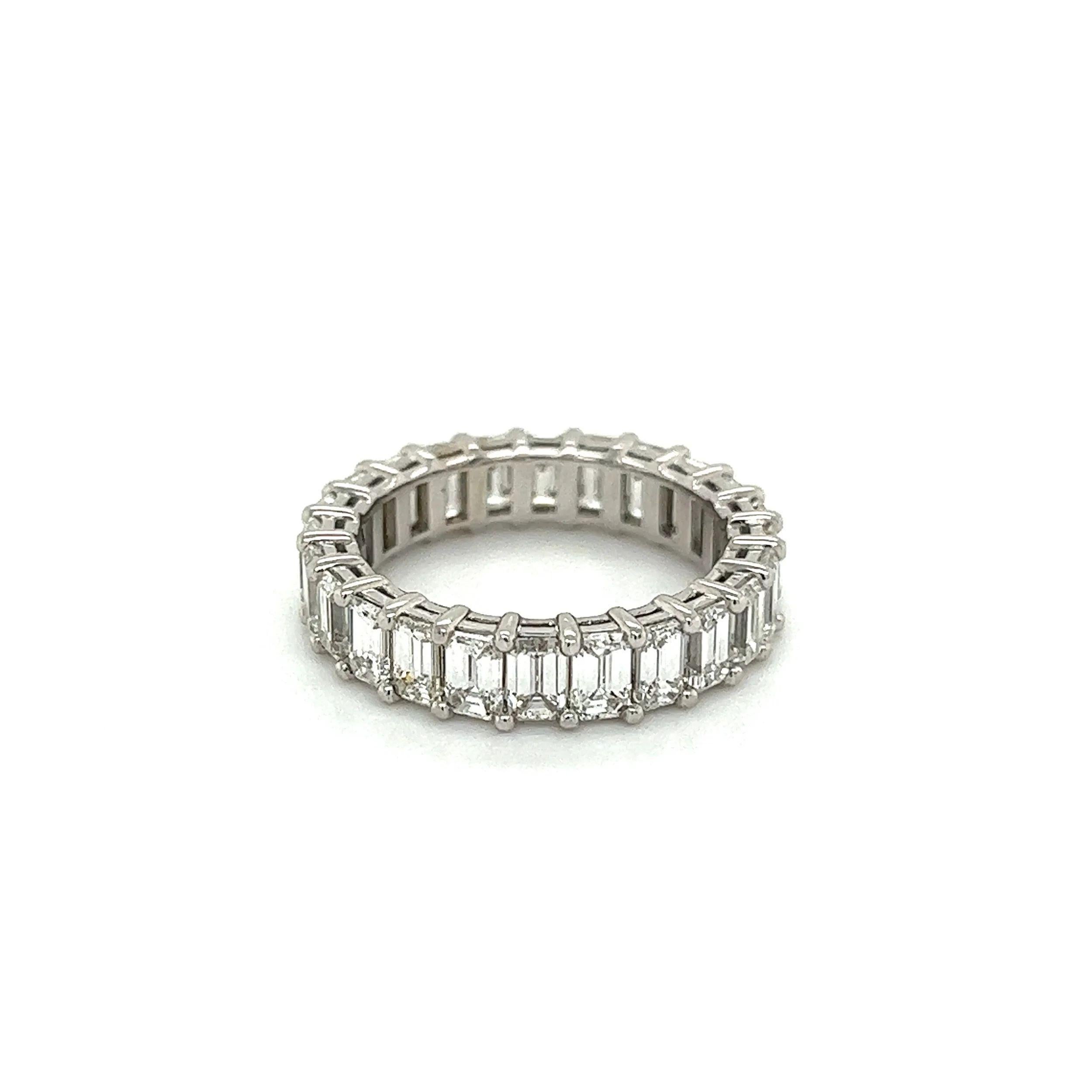 Emerald Cut Diamond Gold Vintage Eternity Band Ring Estate Fine Jewelry For Sale 1