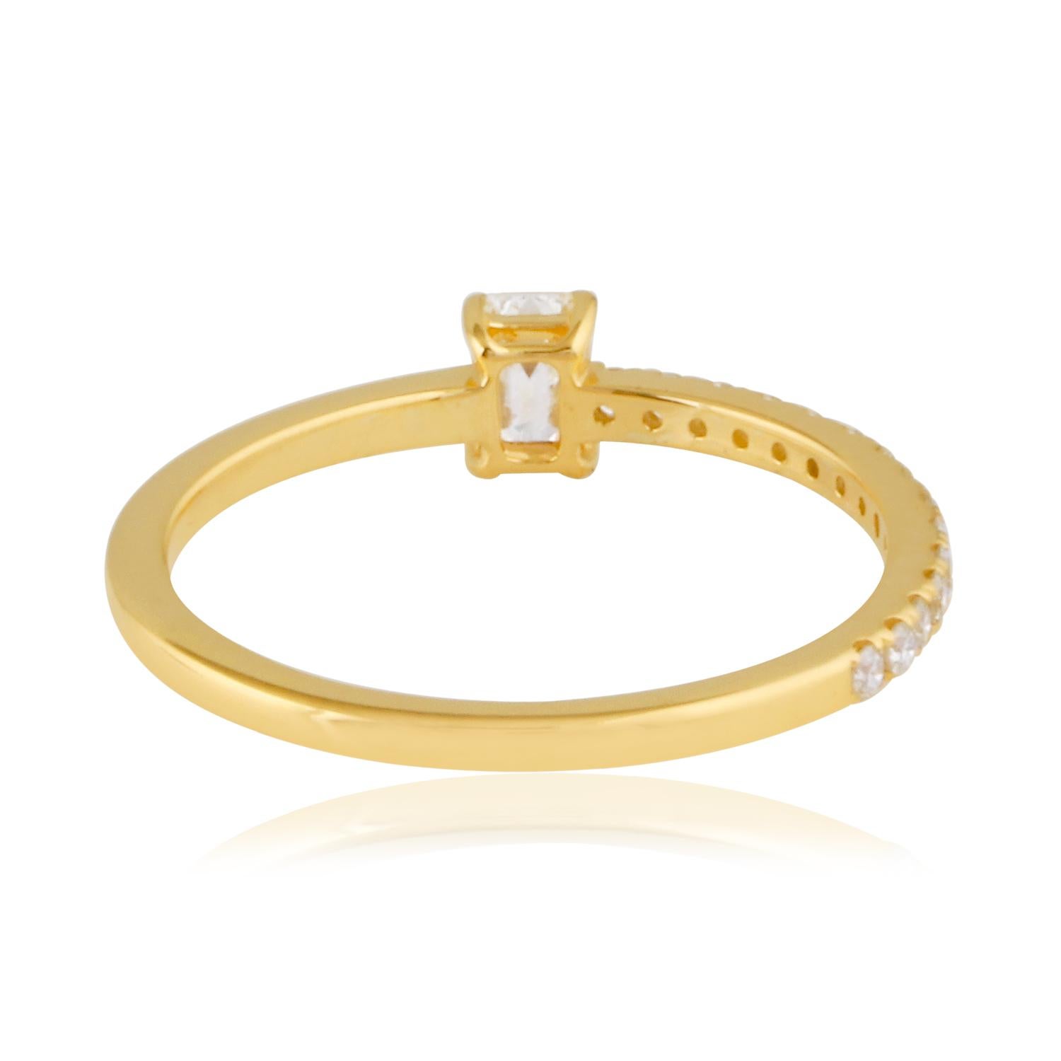 For Sale:  Emerald Cut Diamond Half Eternity Band Ring 14 Karat Yellow Gold Fine Jewelry 3