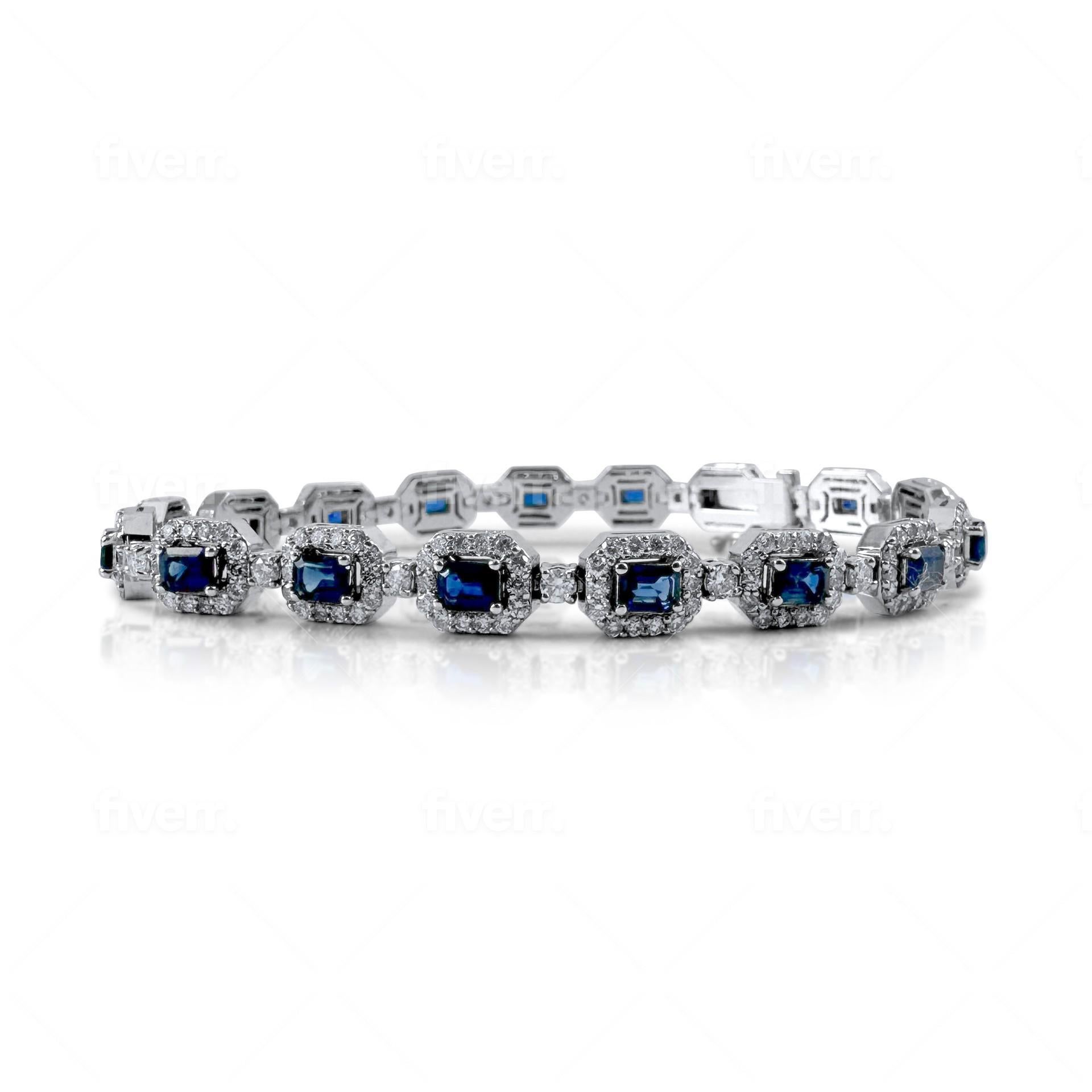 Bracciale aureola con diamanti taglio smeraldo, Est-Ovest, in oro bianco 18 carati, 8,15 carati in vendita 3