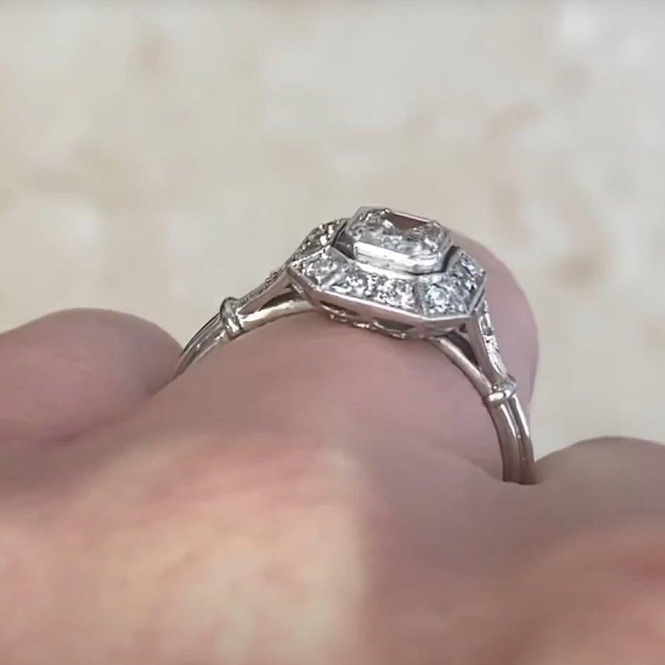 Women's Emerald Cut Diamond Halo Engagement Ring (GIA Approx. 0.70-Carats), Platinum For Sale