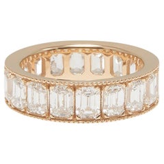 Emerald Cut Diamond Heirloom Band with Diamonds 14k Yellow Gold