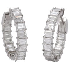 Emerald Cut Diamond Hoop Earrings