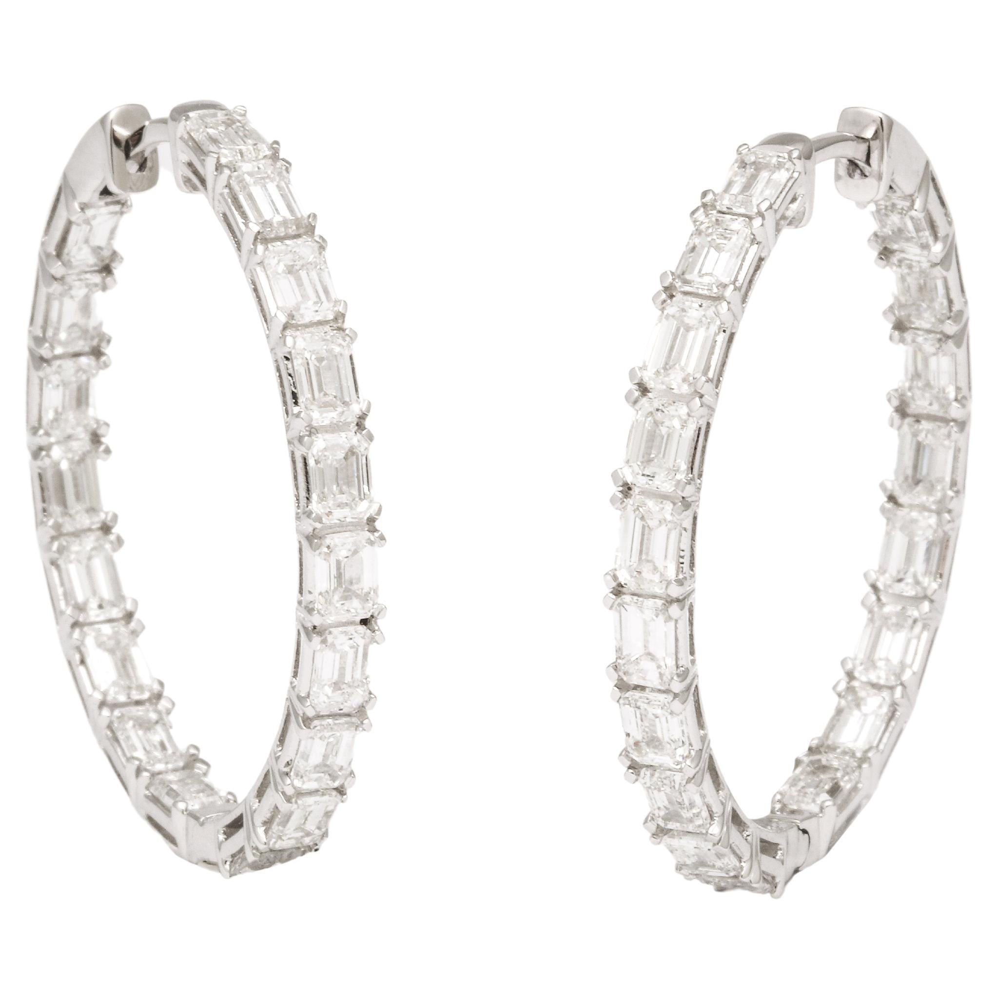 Boucles d'oreilles en diamant taille émeraude en vente