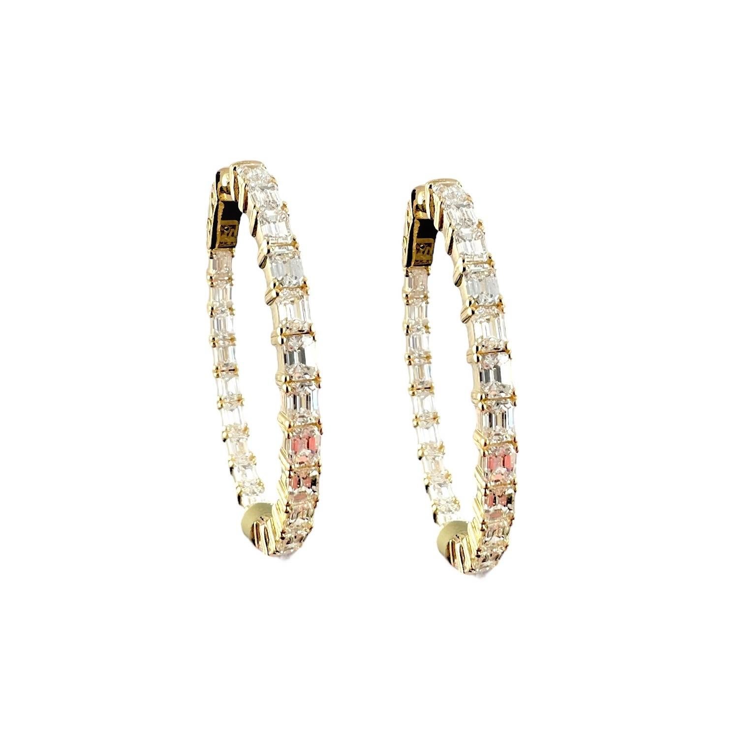 Diamant-Reifenohrringe mit Smaragdschliff aus 14 Karat Weißgold, 2,55 Karat im Zustand „Neu“ im Angebot in New York, NY