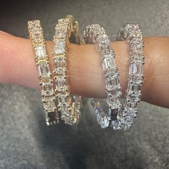 Emerald Cut Diamond Hoop Earrings in 14K Yellow Gold, 2.55 Carats