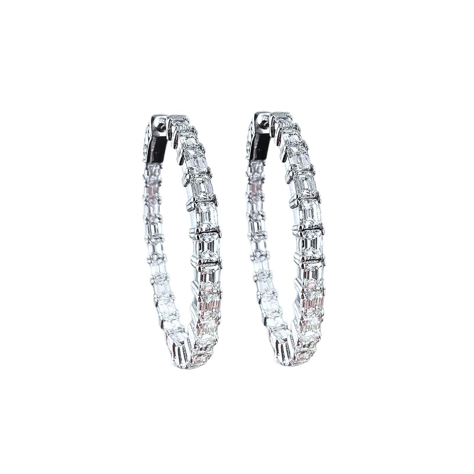 Diamant-Reifenohrringe mit Smaragdschliff aus 14K Gelbgold, 2,55 Karat im Zustand „Neu“ im Angebot in New York, NY
