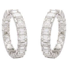 Emerald Cut Diamond Hoops