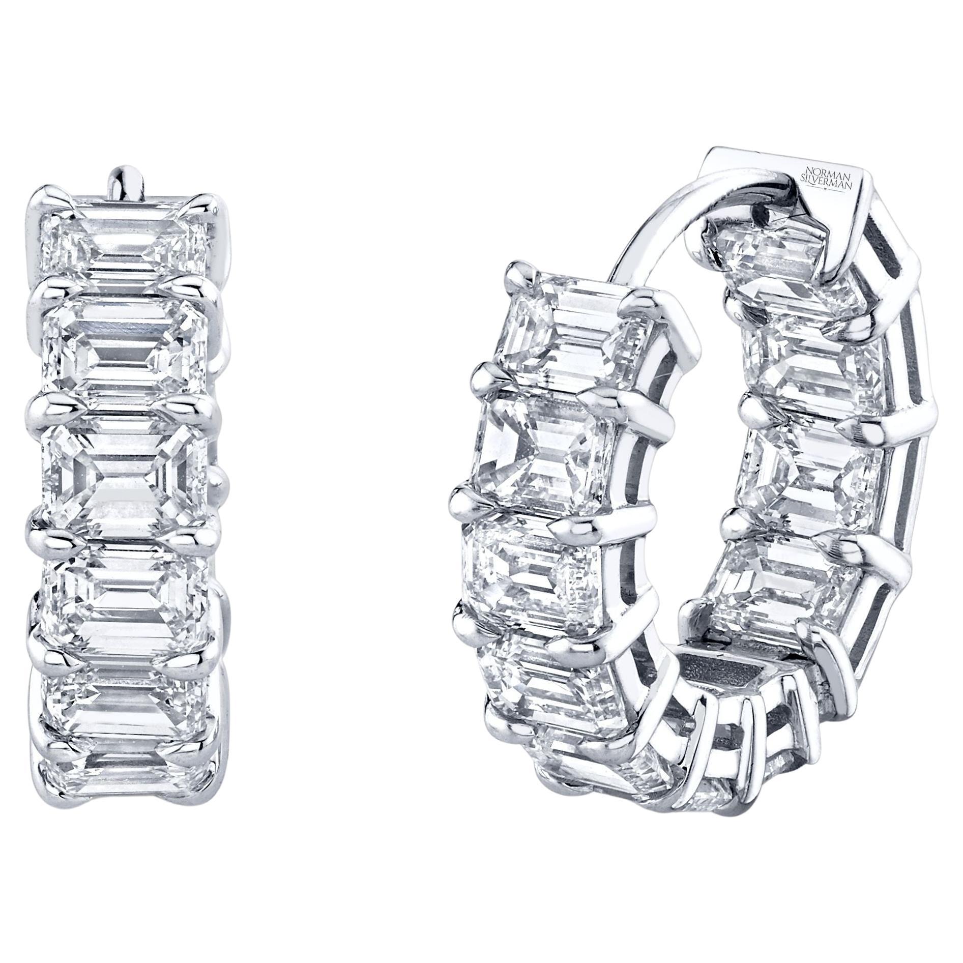 Aros Huggie con diamantes talla esmeralda