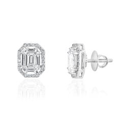 Emerald Cut Diamond Illusion Stud Earrings