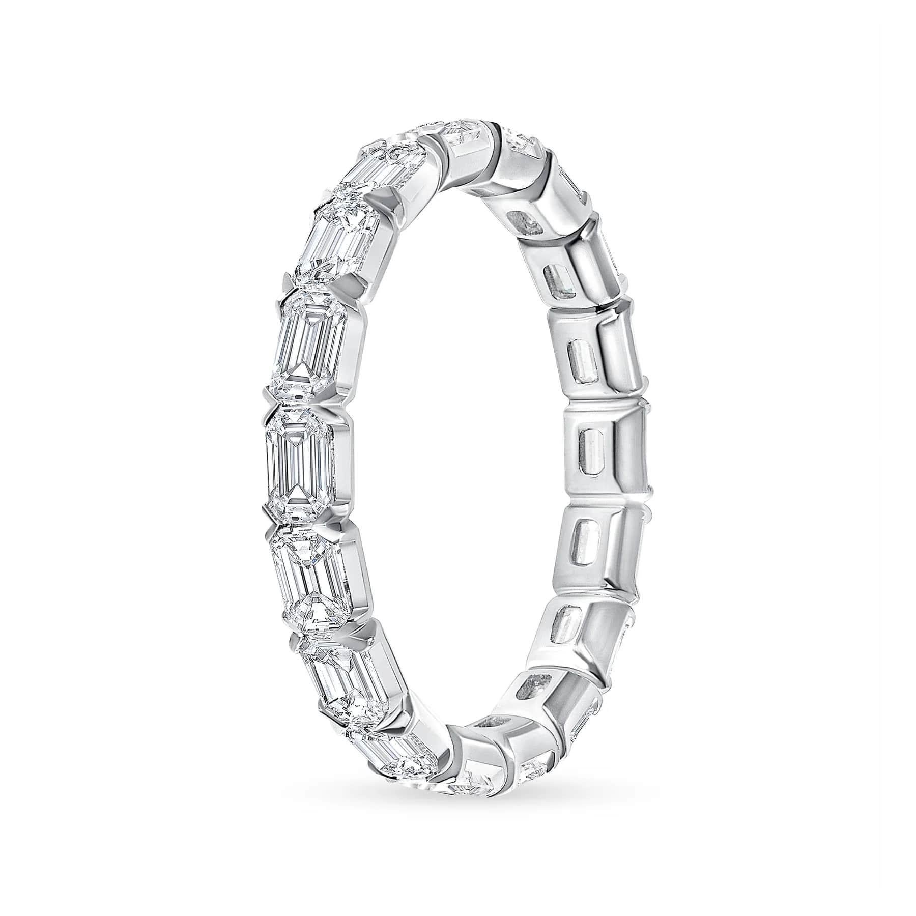 For Sale:  V Prong 14K Gold Emerald Cut Diamond Ring 5