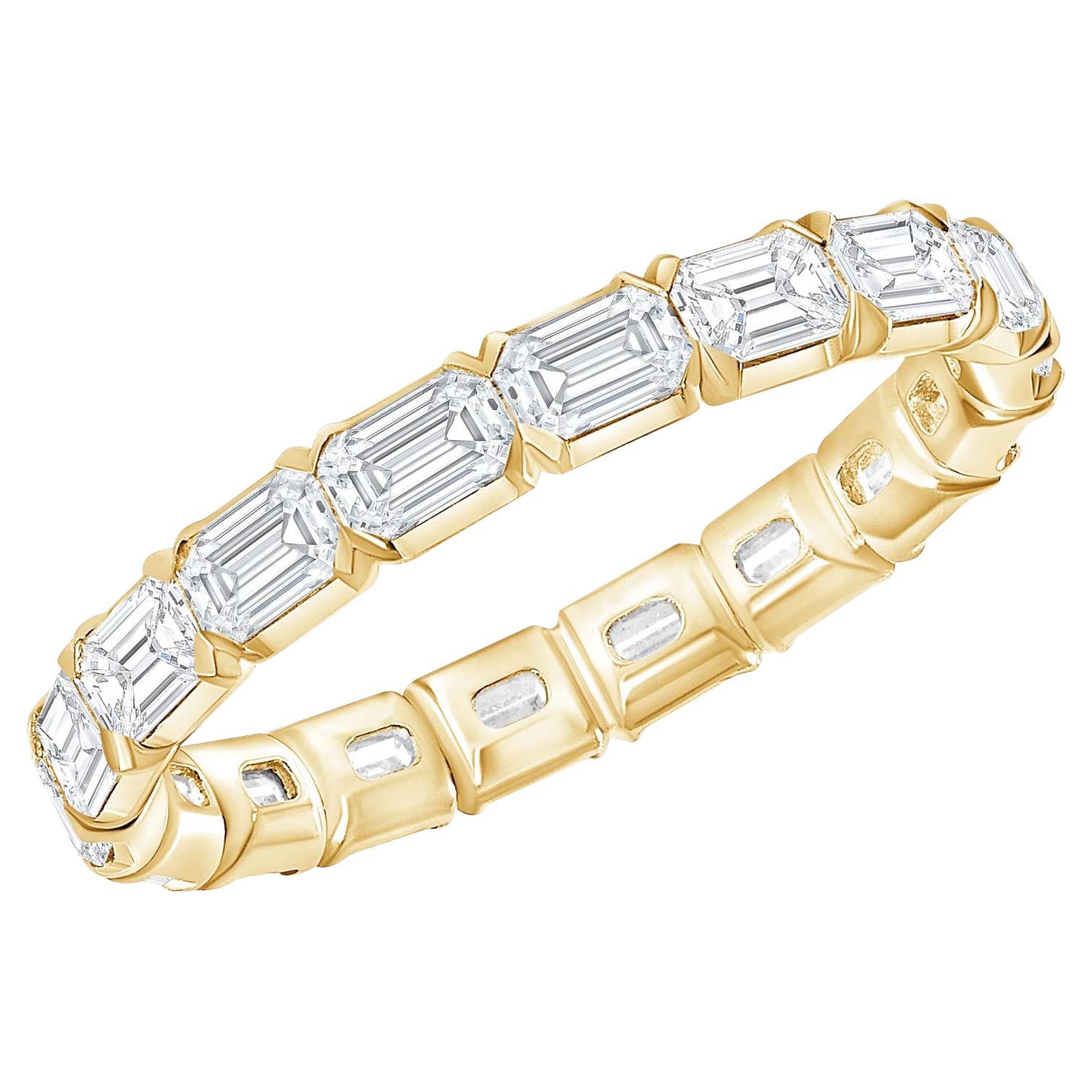 V Prong 14K Gold Emerald Cut Diamond Ring