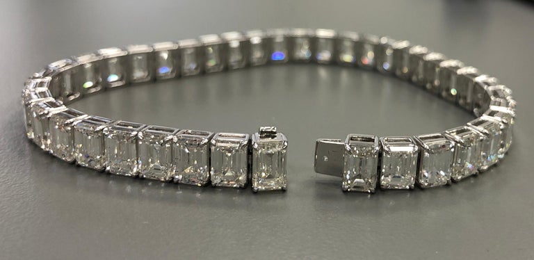 Emerald Cut Diamond Line Bracelet For Sale at 1stDibs