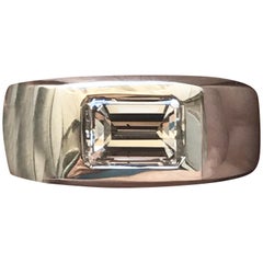 Emerald Cut Diamond Men's Platinum Ring, 2.29 Carat G SI2