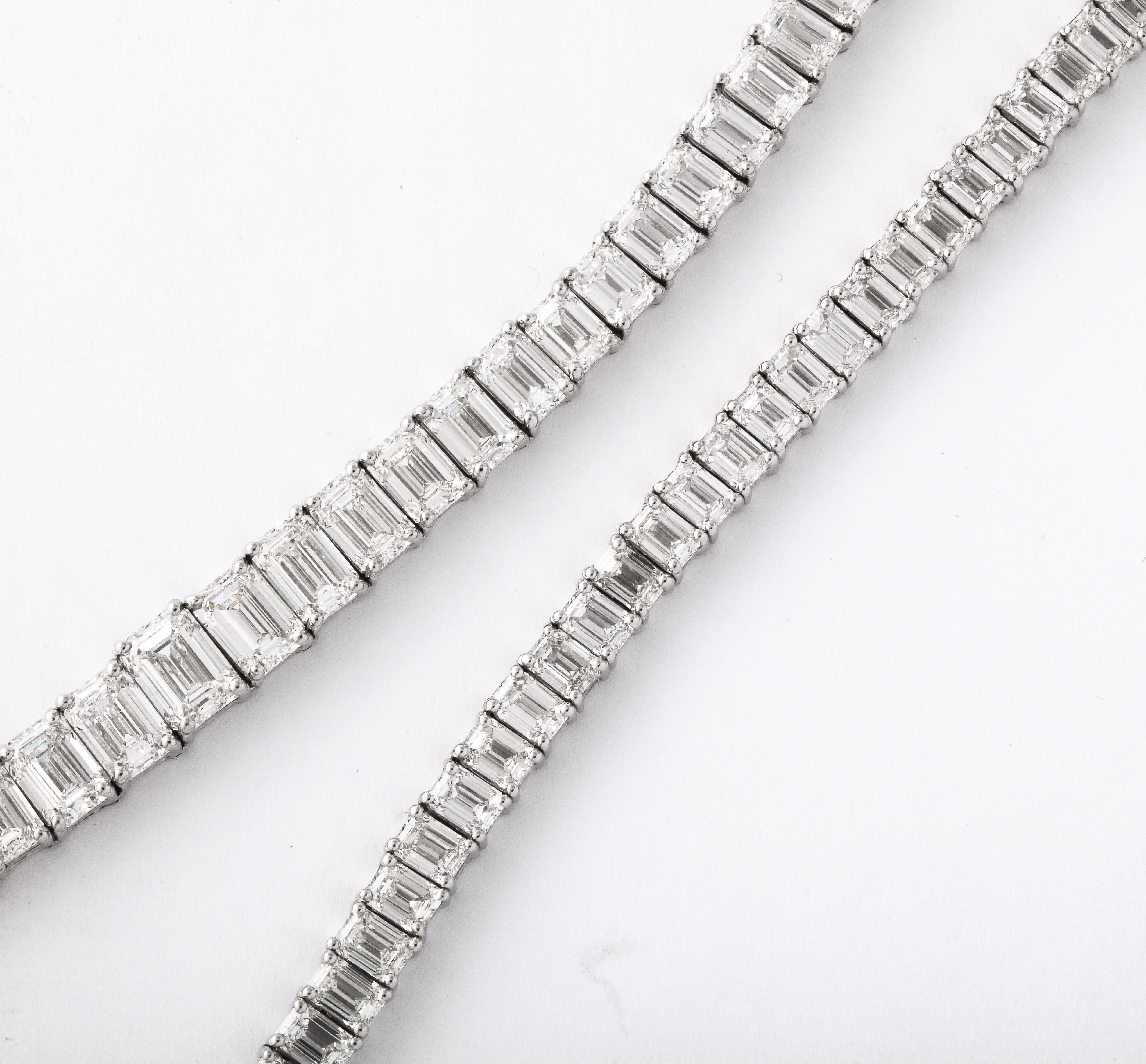 Women's or Men's Emerald Cut Diamond Necklace For Sale