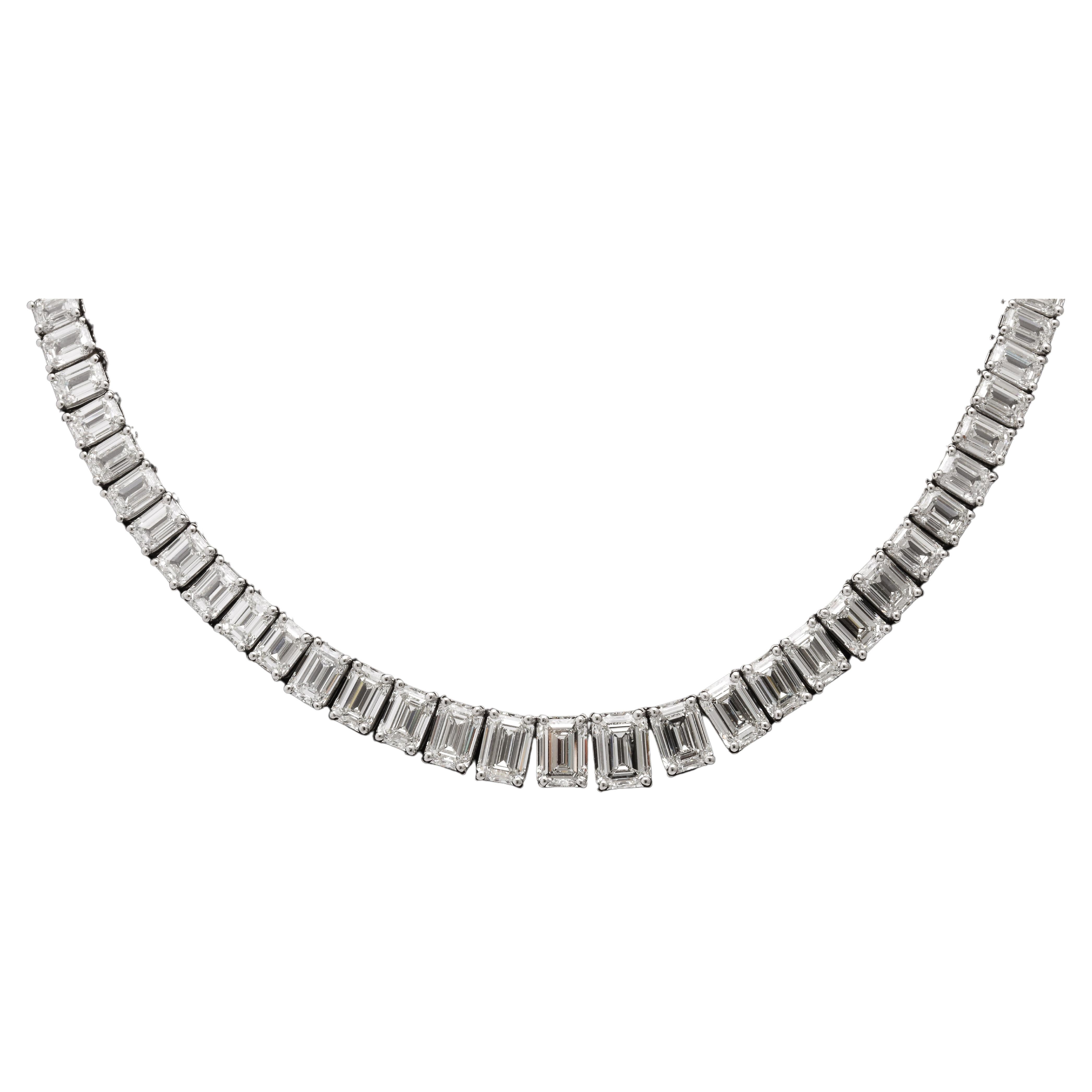 Diamant-Halskette mit Smaragdschliff