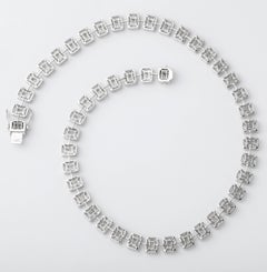Emerald Cut Diamond Necklace Illusion Set