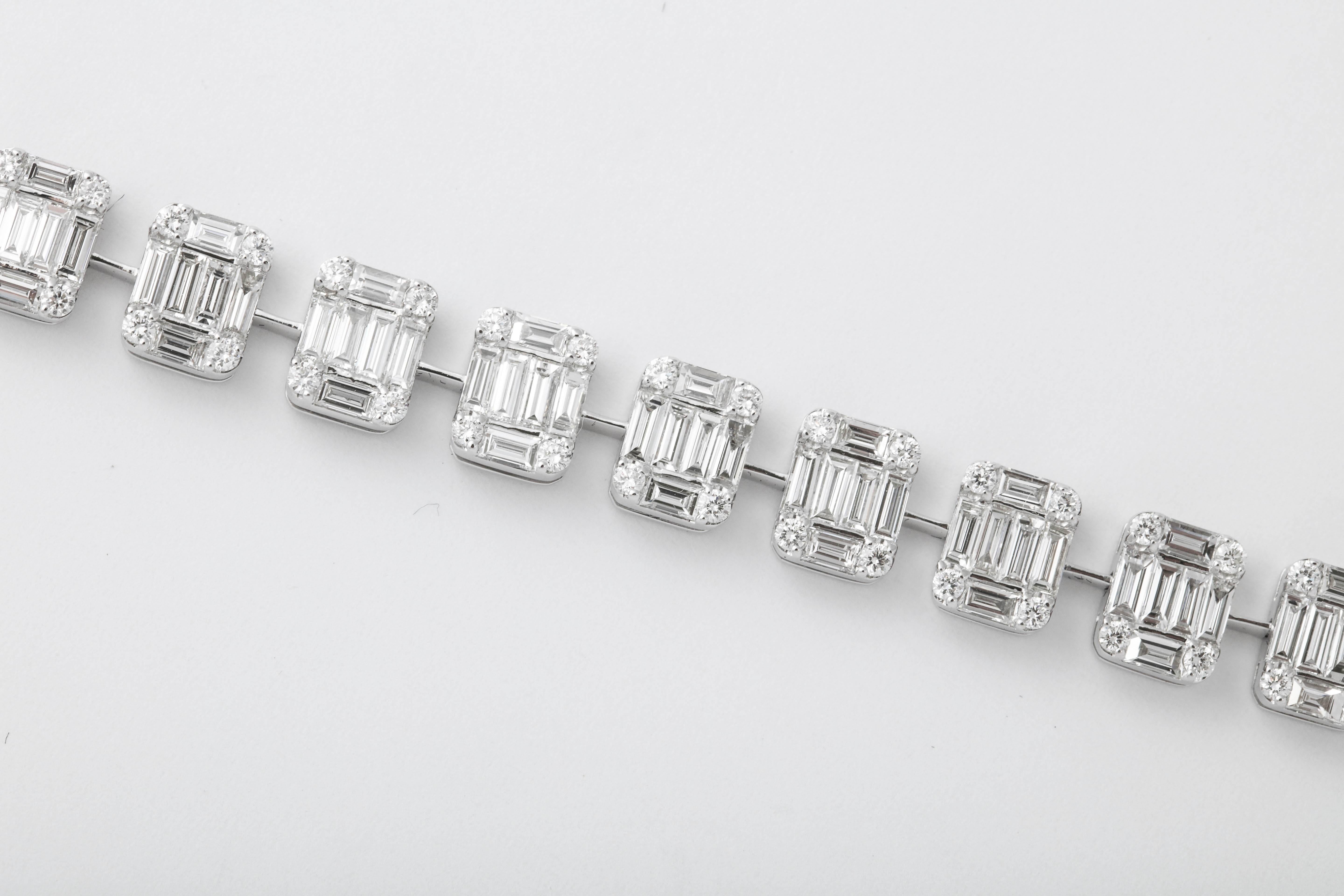 Smaragdschliff-Diamant-Halskette Illusion Set für Damen oder Herren im Angebot