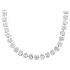 Collana di diamanti taglio smeraldo con illusione