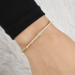 Emerald Cut Diamond Pave Set Bangle Bracelet 14k Yellow Gold