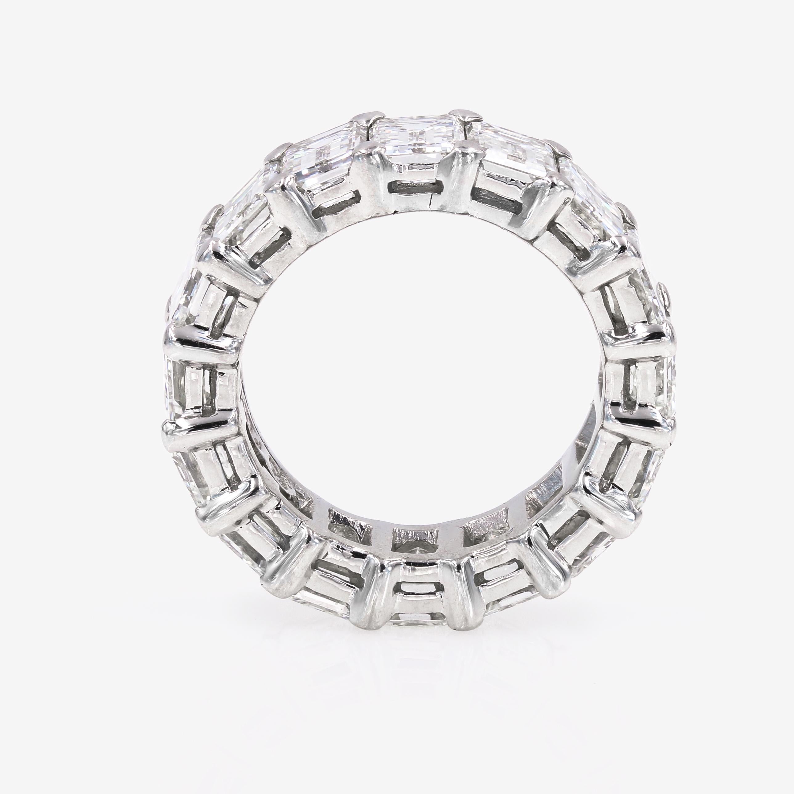 Emerald Cut Diamond Platinum Eternity Band, over 12 Carat In Excellent Condition In Chicago, IL