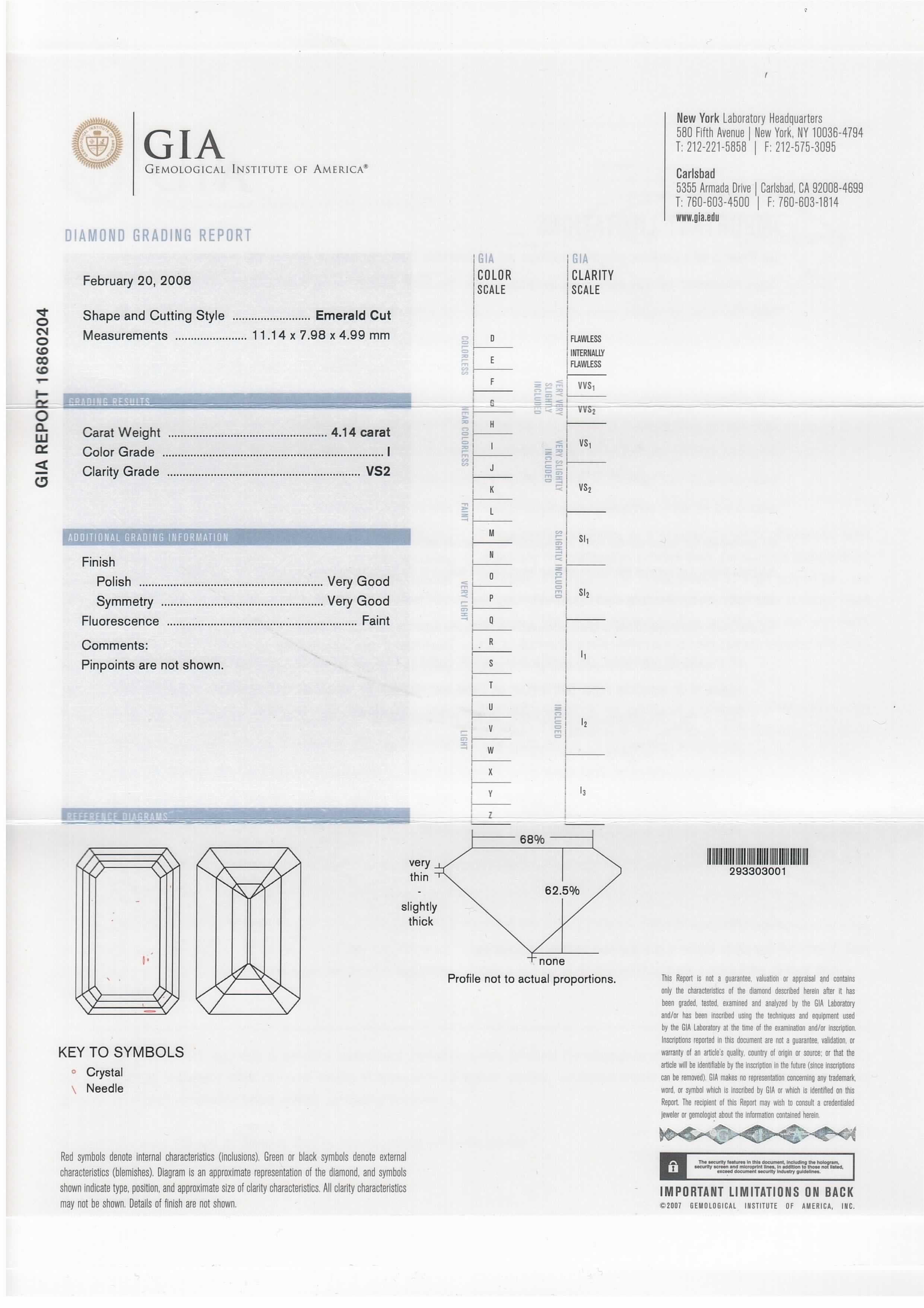 Emerald Cut Diamond Platinum Ring In New Condition For Sale In New York, NY