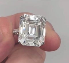 Emerald-Cut Diamond Platinum Ring, GIA Certified H VS2, 20ct Center