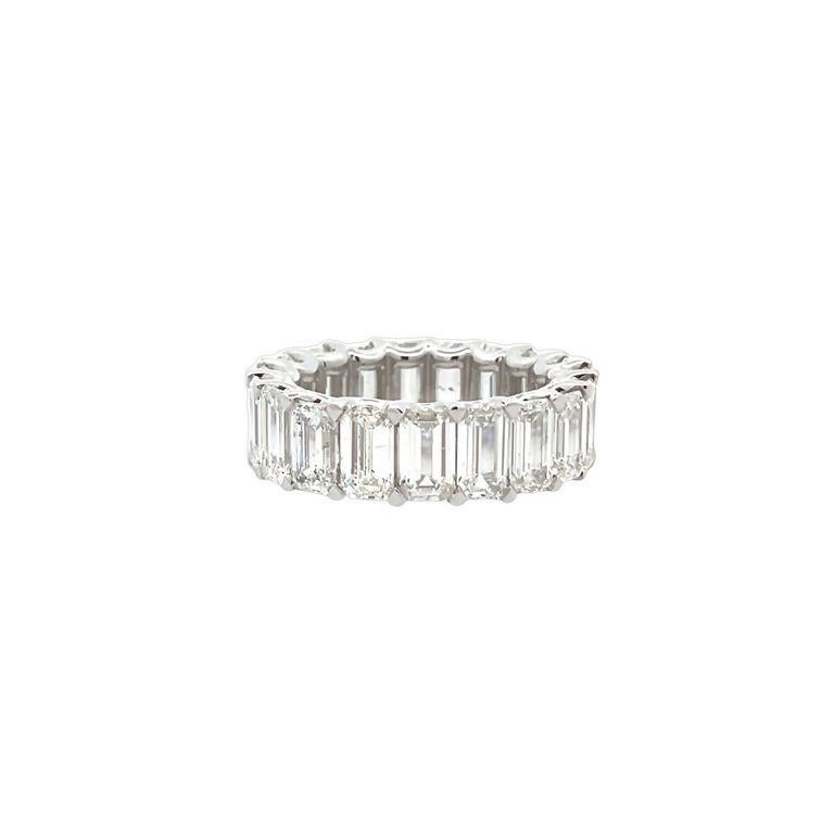 Women's or Men's Emerald Cut Diamond Ring Eternity Band 9.94 CT in Platinum Size 7 For Sale