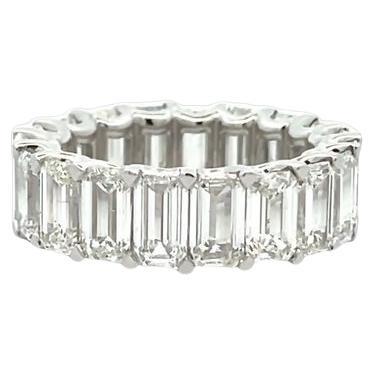 Emerald Cut Diamond Ring Eternity Band 9.94 CT in Platinum Size 7 For Sale