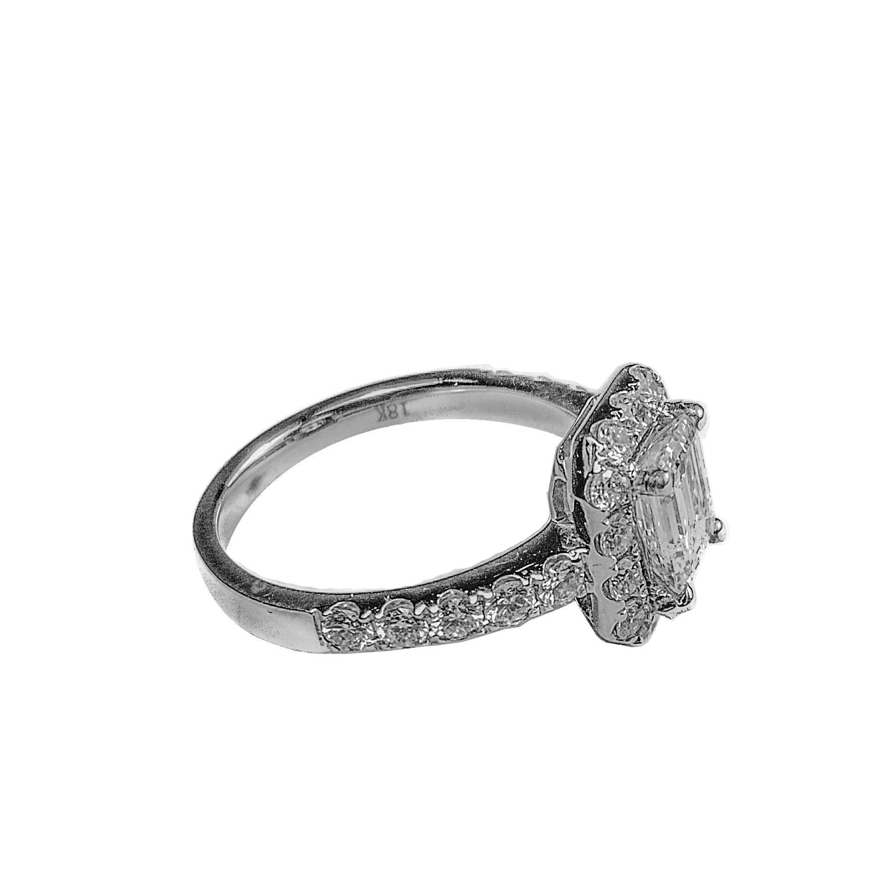 Contemporary Emerald Cut Diamond White Gold Ring