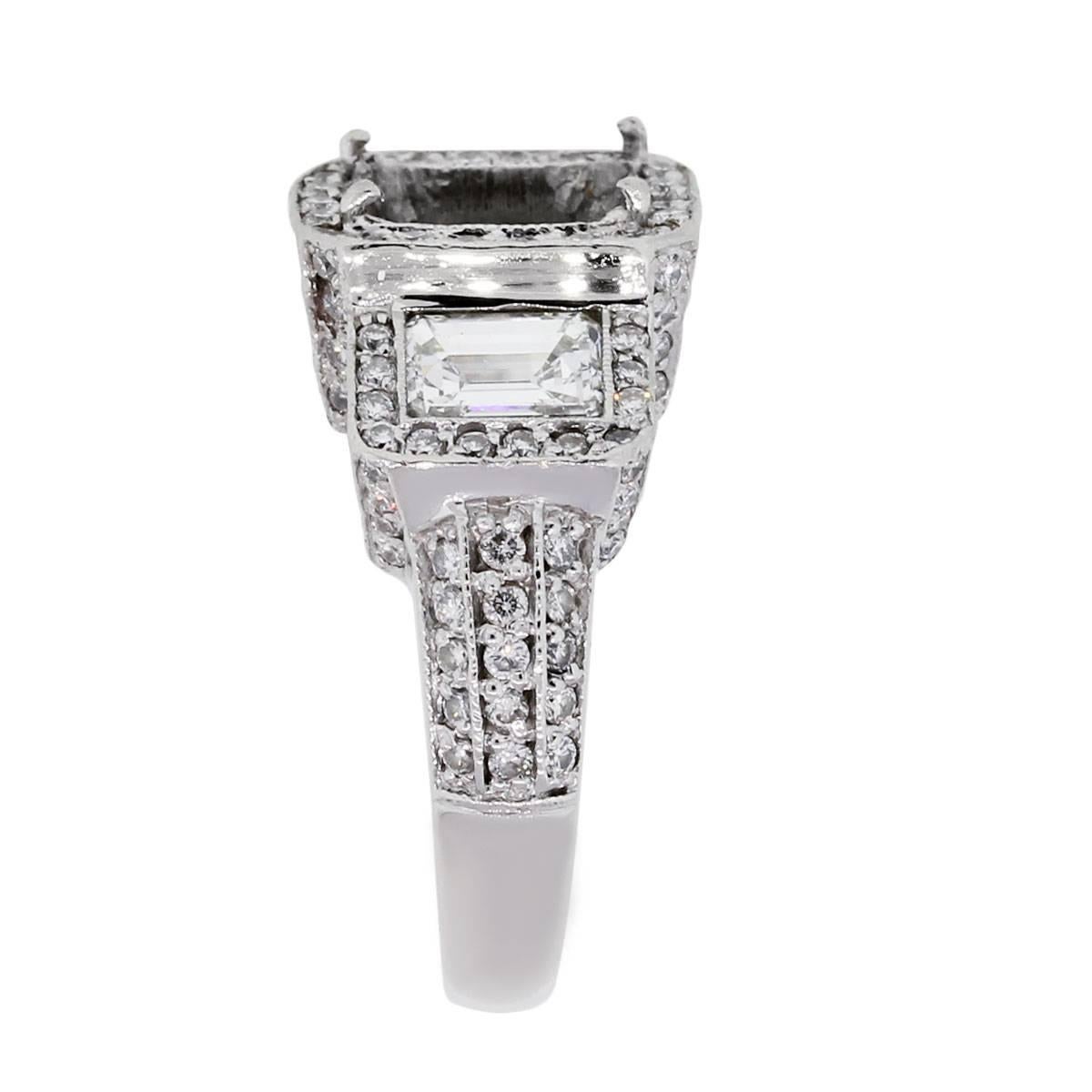 Emerald Cut Diamond Ring Mounting In Excellent Condition In Boca Raton, FL