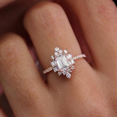 Emerald Cut Diamond Ring Unique Art Deco Engagement Ring The Mirror Palace