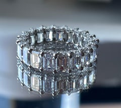 Emerald Cut Diamond Shared Prong Eternity Band 7.57 Carat Total Weight Platinum