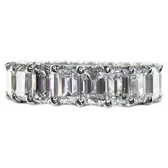Emerald Cut Diamond Shared Prong Eternity Band 7.57 Carat Total Weight Platinum