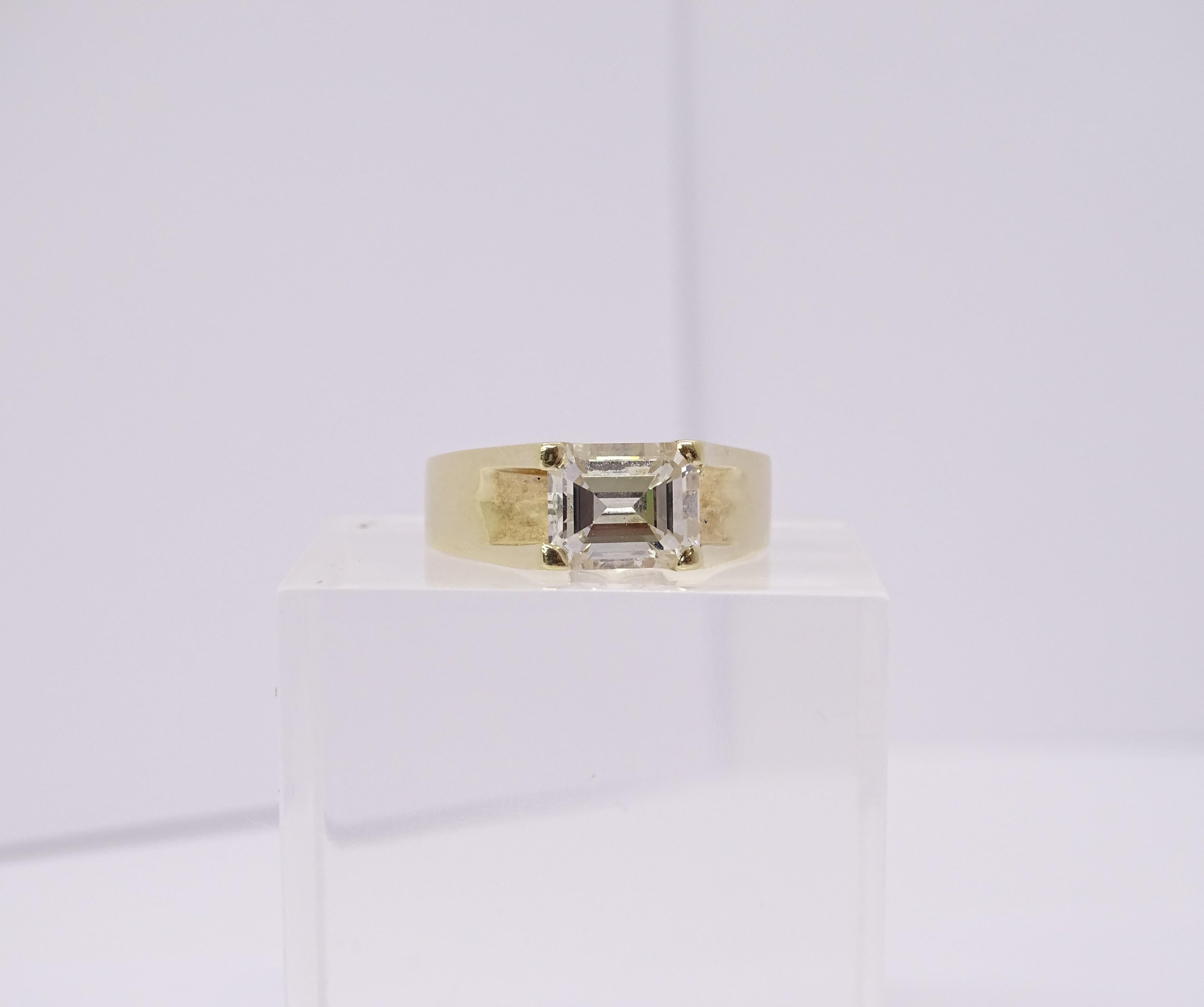 Smaragdschliff Diamant Solitär Ring 1,66 ct LC (IF - I), 80er Jahre - Israel im Angebot 11