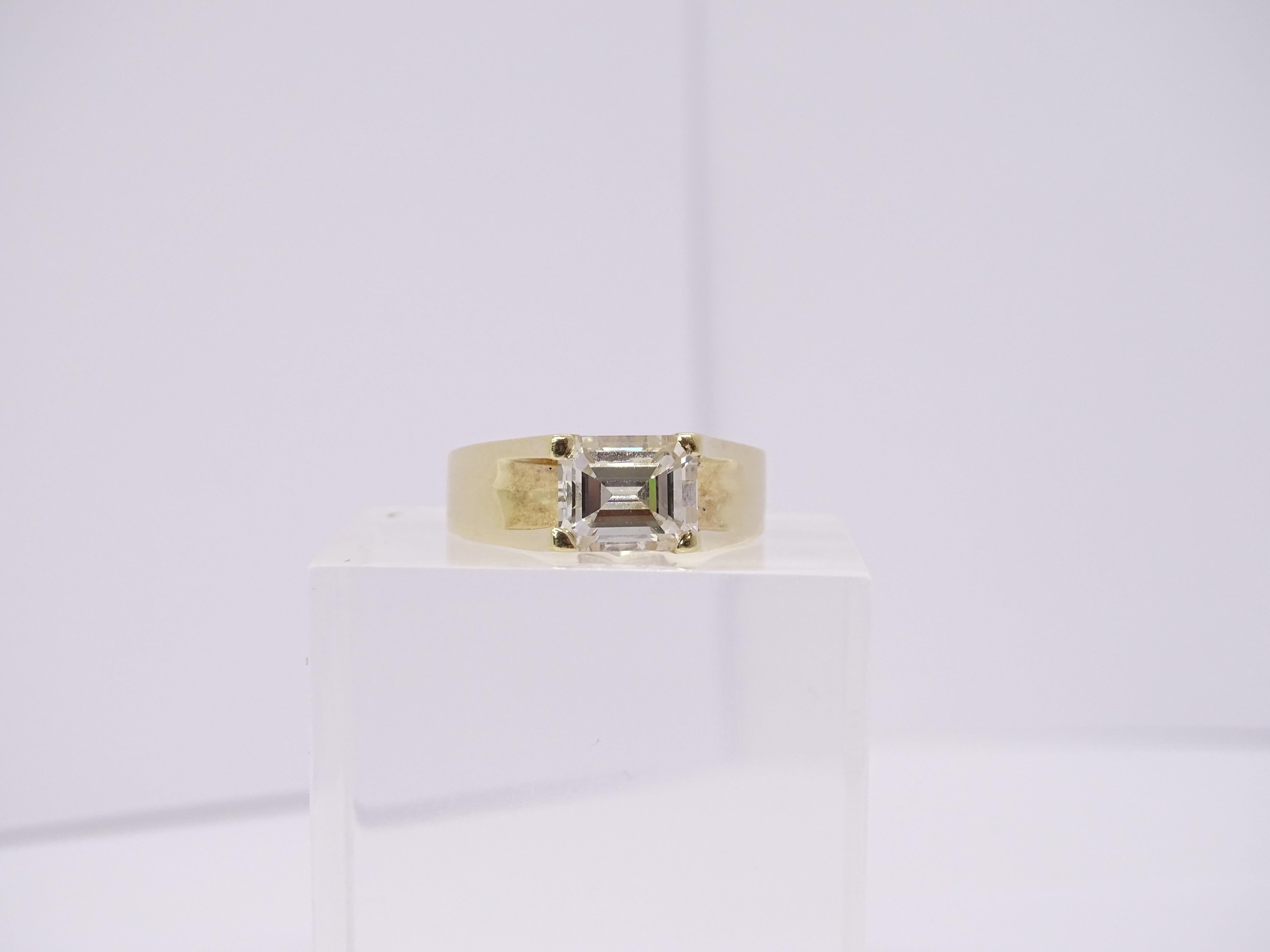 Smaragdschliff Diamant Solitär Ring 1,66 ct LC (IF - I), 80er Jahre - Israel im Angebot 3