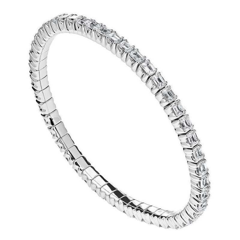Smaragdschliff-Diamant-Stretch-Armband aus Weißgold