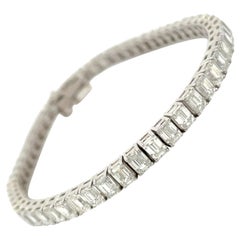 Pulsera de tenis con diamantes talla esmeralda 13,04 quilates Oro blanco 14 quilates G-H VS2