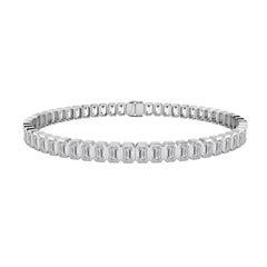 Tanisa Nahata Emerald Cut Diamond Tennis Bracelet in 18 Karat White Gold